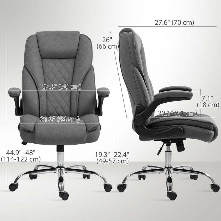 Executive Office Chair with Flip-Up Armrests - Dark Grey