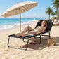 Outdoor Folding Lounge Chair, Steel Tanning Chair with Reclining Back, Breathable Mesh for Beach, Yard, Patio, Black