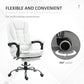 High Back Office Chair PU Leather Executive Office Chair with Retractable Footrest Padded Armrest White