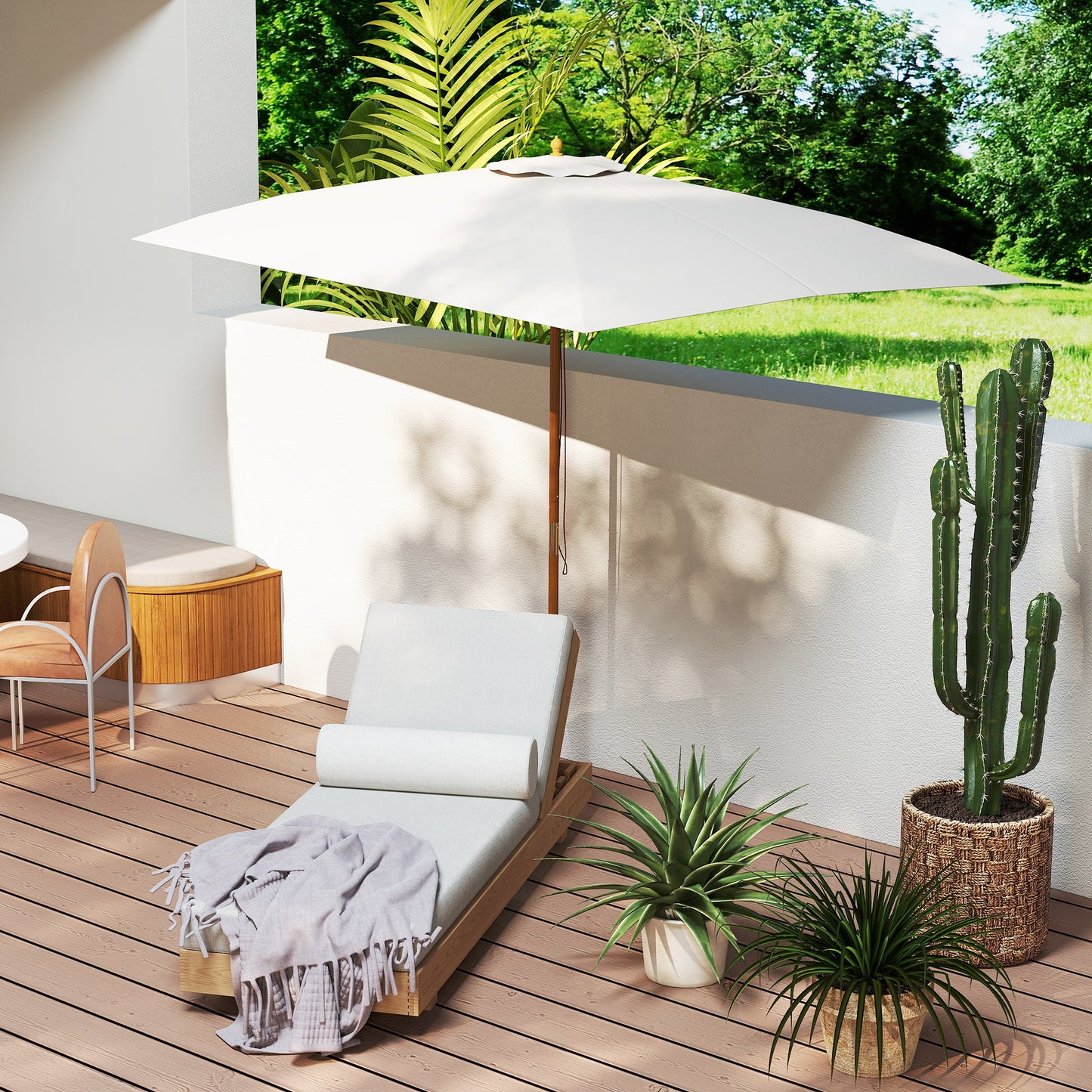 Patio Umbrella Market Patio Sun Umbrella Rectangle Cream White