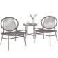 Rattan Bistro Set, 3 Pieces Wicker Patio Furniture Set, Acapulco Chairs and Steel Table for Porch, Balcony, Light Grey