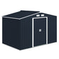 9.1'x6.4'x6.3' Garden Storage Shed w/ Foundation Kit Metal Tool Storage House w/ Double Doors Dark Grey