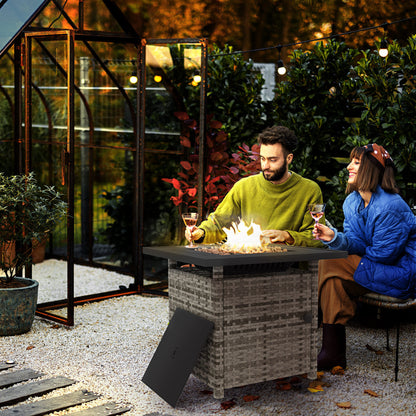 Mixed Grey PE Rattan Propane Fire Pit Table