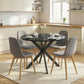 39" Dining Table, Contemporary Round Kitchen Table with Steel Legs, Black Wood Grain