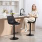 Counter Height Bar Stools Set of 2, Adjustable Height Bar Chairs with Swivel Seat, Leathaire Upholstery, Black