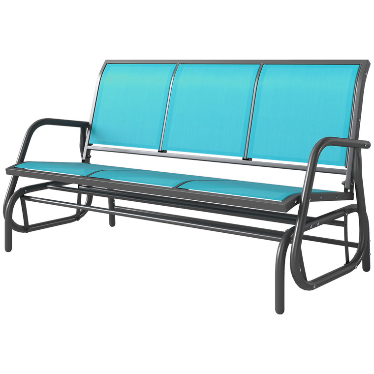 3-Seat Steel Frame Glider Chair with Sling Fabric Seat