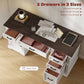 58" Home Office Desk with Soft-Close Drawers, Farmhouse Executive Desk with File Drawer for Letter Size, White