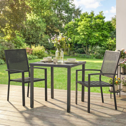 Stackable Dining Chairs with Wicker Mesh Back, Set of 2