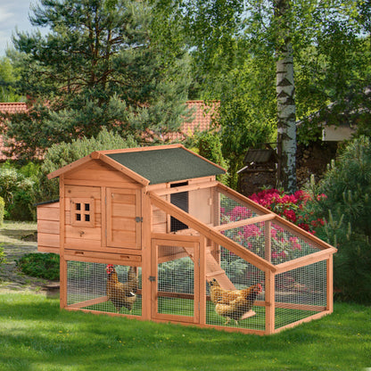 69" Wooden Chicken Coop with Nesting Box & Run