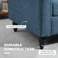 Vintage Loveseat, Upholstered Love Seat Furniture, Fabric 2 Seater Sofa with Rolled Arms, Rubber Wood Legs, Dark Blue
