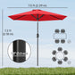 Wine Red Patio Sun Umbrella with 6 Ribs