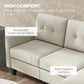 L-shaped Sofa, 3 Seater Sectional Couch with Ottoman, Corner Sofa with Thick Padded Cushion and Wood Legs, Beige