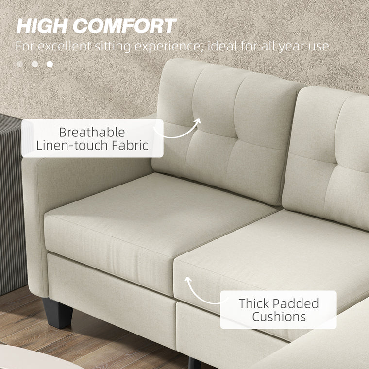 3-Seater L-Shaped Sectional with Ottoman