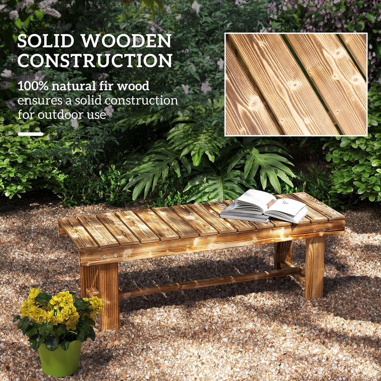 Carbonized Fir Wood Backless Garden Bench