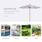 10' x 8' Bamboo Wooden Round Market Patio Sun Umbrella, Garden Parasol, Outdoor Sunshade Canopy, White