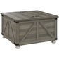 Farmhouse Coffee Table, Square Center Table with Flip-top Lids, Hidden Storage Compartment and Wooden Legs, Distressed Grey