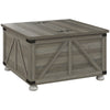 Farmhouse Square Coffee Table with Flip-Top Storage - Distressed Grey
