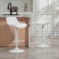 Counter Height Bar Stools Set of 2, Streamlined Bar Chairs with Adjustable Height and Swivel PU Leather Seat, White