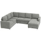 Pull Out Sofa Bed, Sleeper Sofa Couch with Hidden Storage, Chaise Lounge, Velvet Upholstery, U-Shaped Futon Couch