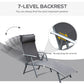 Outdoor Folding Chaise Lounge Chair Steel Portable Recliner with 7 Adjustable Backrest Positions, Red