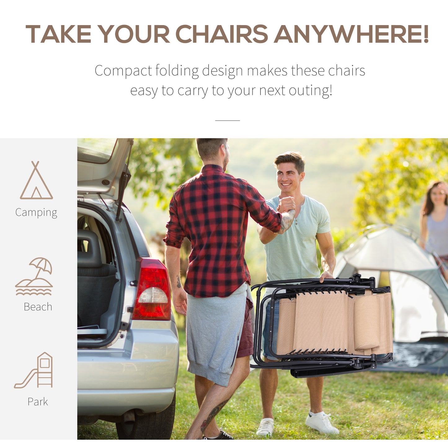 Outdoor Zero Gravity Reclining Lounger Chair with Canopy Shade, Side Tray, Cupholder, Beige