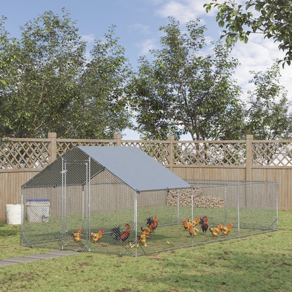 19.7' x 9.8' Metal Chicken Run with Waterproof and Anti-UV Cover