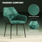 Dining Chairs Set of 2, Upholstered Linen Fabric Accent Chairs with Metal Legs, Dark Green