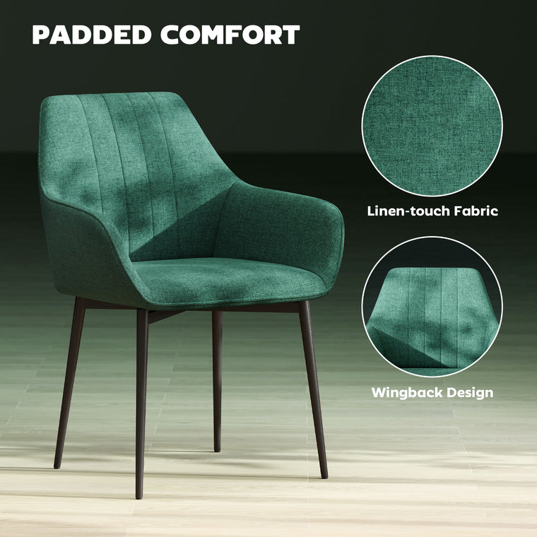 Set of 2 Upholstered Linen Dining Chairs