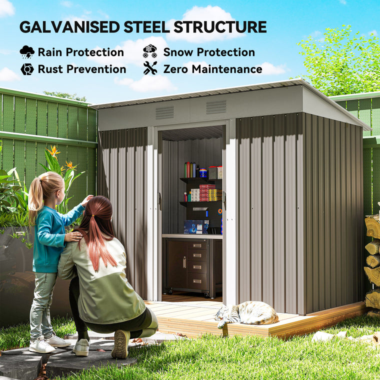 7' x 4' Metal Tool Shed with Lockable Sliding Doors and Vents