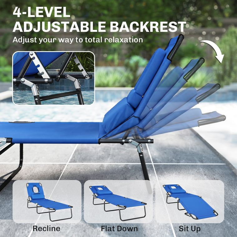 Folding Steel Frame Tanning Chair with Face Hole & Pillow