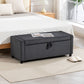 Storage Ottoman, Upholstered Corduroy End of Bed Bench with Thick Padding, Storage Bench for Bedroom, Dark Grey