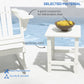 Side Table, Square Patio End Table, Weather Resistant 15" Outdoor HDPE Table for Porch, Balcony, White