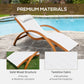 Outdoor Wood Sling Chaise Lounge Reclining Garden Mesh Lounger Patio Chair with Headrest Cream