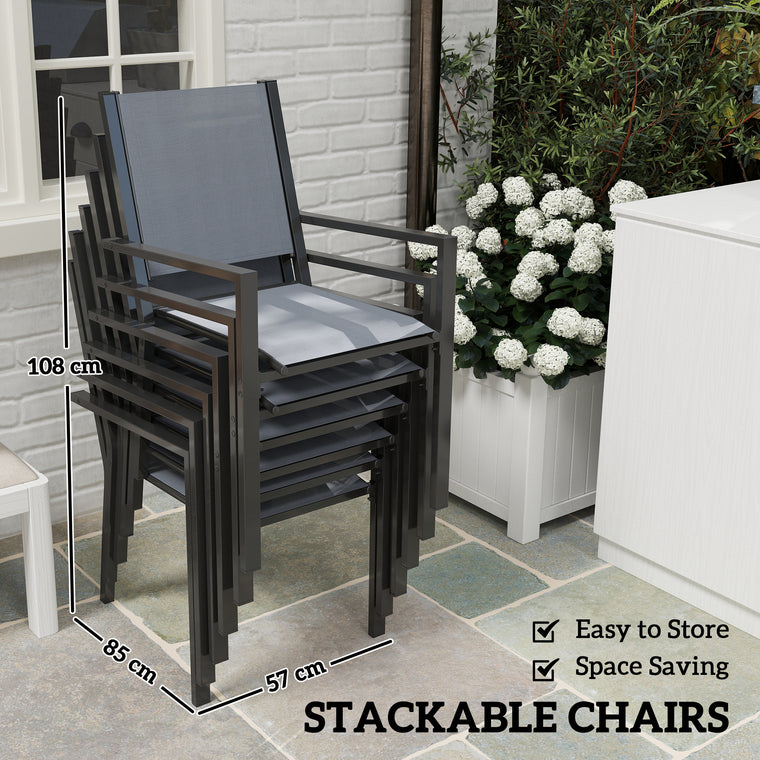 7-Piece Dining Set with WPC Slatted Top & Steel Frame