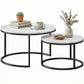 Modern Coffee Table Set of 2, Nesting Side Tables w/ Metal Base for Living Room Bedroom Office Marble White