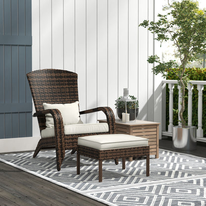 Wicker Adirondack Chair with Ottoman