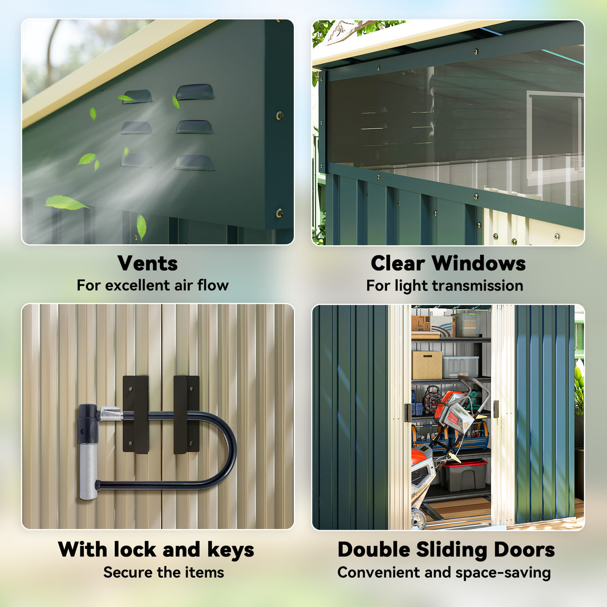 6.5' x 4' Storage Shed with Sliding Doors and Foundation Kit