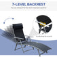 Outdoor Folding Chaise Lounge Chair Steel Portable Recliner with 7 Adjustable Backrest Positions, Red