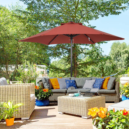 6.6FT Wine Red Patio Umbrella with 6 Solid Ribs