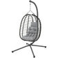 Hanging Egg Chair with Stand, Foldable Wicker Rattan Swing Chair with Thick Cushion, Headrest, Light Grey