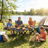 4ft Folding Camping Table, Waterproof Picnic Table with Roll Up Top and Metal Frame, Black