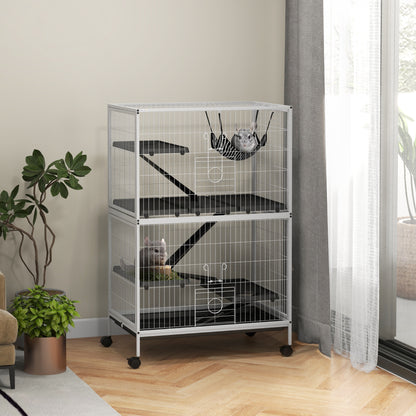 5-Tier Light Grey Rolling Guinea Pig Cage for Small Animals