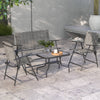 Outdoor 4 Pieces Patio Furniture Set, Garden Set with Two Foldable Armchairs, a Loveseat & Glass Top Table, Mixed Grey