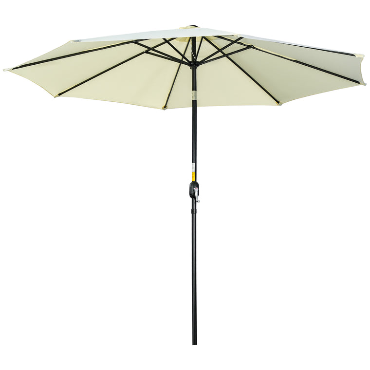 10' x 8' Beige Round Market Umbrella with Crank & Tilt