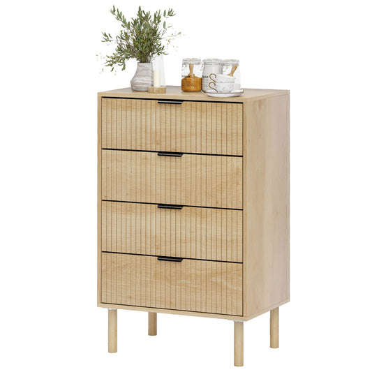 4-Drawer Dresser with Fluted Panels - Oak