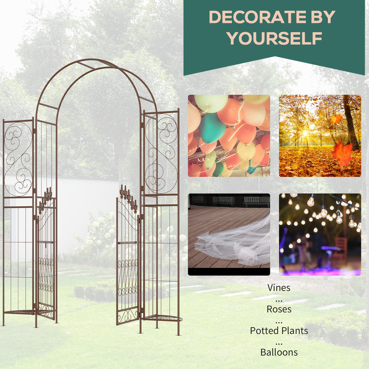 7' Metal Garden Arch Trellis for Climbing Plants