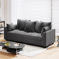 Corduroy Couch, 3 Seater Sofa, Modern Upholstered Couch with Curved Armrests and 8 Removable Pillows, Dark Grey