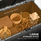 113 Gallon Outdoor Storage Box, Rattan Deck Box for Indoor, Patio Furniture Cushions, Grey