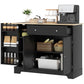 Modern Sideboard Cabinet, 41" Kitchen Buffet Cabinet with Drawer, Adjustable Shelf, 3 Doors for Dining Room, Black