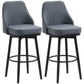 Extra Tall Bar Stools Set of 2, Modern 360° Swivel Barstools, Dining Room Chairs with Steel Legs Footrest, Charcoal Grey